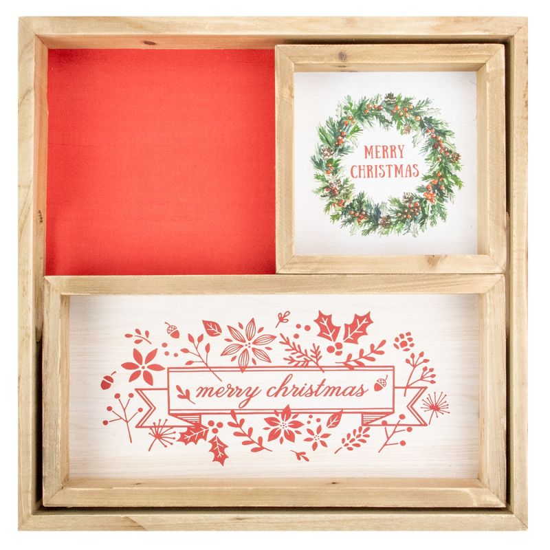 Northlight Set of 3 Merry Christmas Wood Plaques and Serving Tray with Handles 16", 1 of 4