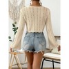 Coolmee Women's Tie Front Cardigan Tops Casual Bell Long Sleeve Knit Hollow Out Crochet Crop Tops - 4 of 4