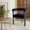 Set Of Two Accent Chairs,Barrel Armchair,Minimalist Velvet Fabric With Black Leg Accent Chair,Curved Back Living Room Chairs-Cuddlewood - 3 of 4