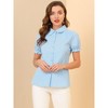 INSPIRE CHIC Women's Short Sleeve Button Down Peter Pan Collar Blouse - 4 of 4