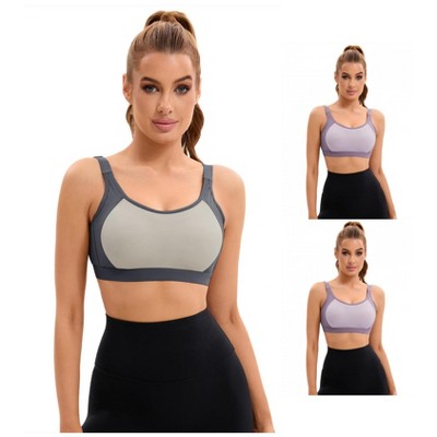 INSPIRE CHIC 3 Pcs Women's Contrasting Colors Adjustable Straps Workout Fixed Cup U Back Sports Bras
