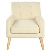 Mid-Century Modern Accent Chair,Tufted Fabric Armchair with Solid Wood Legs for Living Room,Bedroom or Office-Baofuwish - 3 of 4