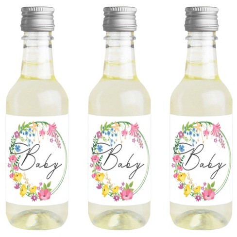 Big Dot of Happiness Wildflowers Baby - Mini Wine and Champagne Bottle Label Stickers - Boho Floral Baby Shower Favor Gift - Set of 16 - image 1 of 4