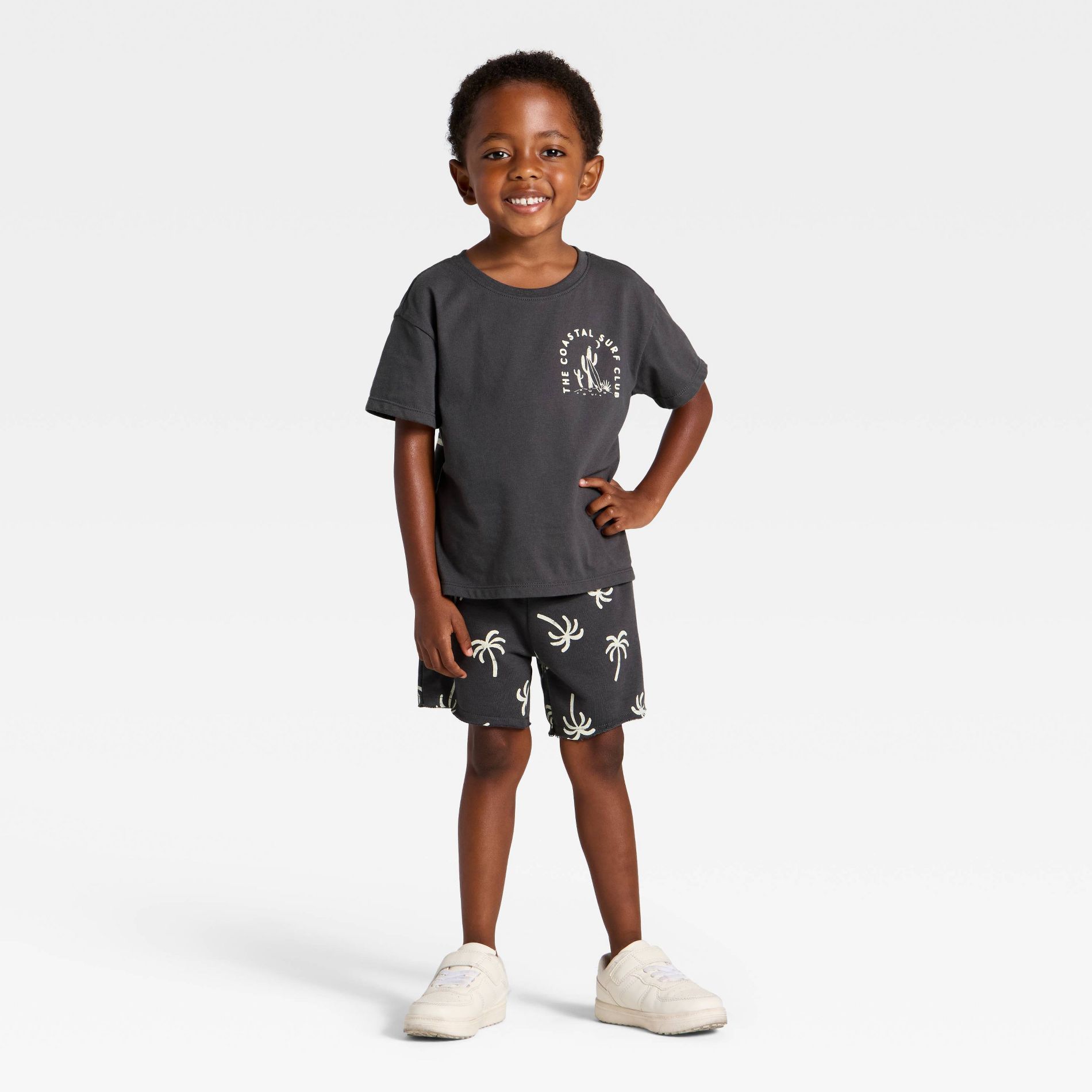 Grayson Mini Toddler Boys' French Terry Shorts and T-Shirt Set - Black