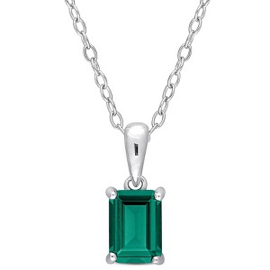 EVERLY JEWELRY | Sterling Silver Pendant with Gemstone and Created Gemstone – Multiple Stone Options - 1 of 4