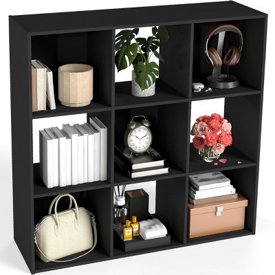 FURNIinspire Decorative Bookshelf 9 Cube Storage Organizer, Open Book Shelf Display Bookcase with Removable Back Panels, Black, 11.6"*35.9"*35.2"