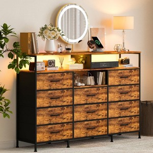 11-Drawer Bedroom Dresser, Fabric Chest with Open Shelves for Hallway  Living Room, Steel Frame Wood Top : Target