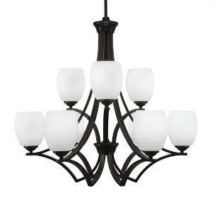 Toltec Lighting Zilo 9 - Light Chandelier in  Dark Granite with 5" White Linen  Shade - 1 of 1