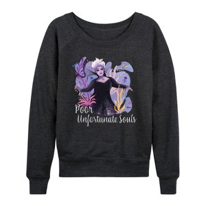 Women's - Disney - Poor Unfortunate Soul Lightweight French Terry Wide Neck Long Sleeve Shirt - 1 of 4