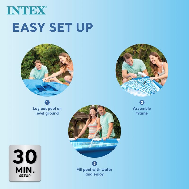 Intex Rectangular Frame Above Ground Outdoor Home Backyard Splash Swimming Pool with Flow Control Valve for Draining, 4 of 7