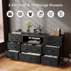 9 Drawer Dresser 55” Long TV Stand for Bedroom Entertainment Center with Power Outlet LED Light for 55"-65" TV Dresser with Fabric Storage Black - 2 of 4