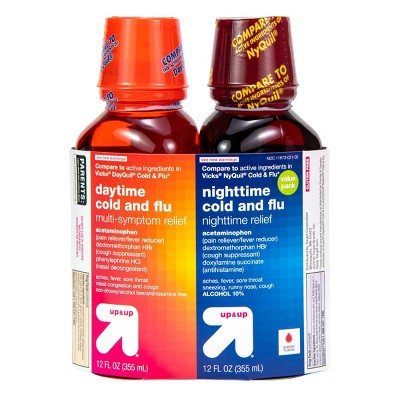 Day/Night Cold & Flu Multi-symptom Relief Liquid - Cherry - 12 fl oz/2pk - up & up™