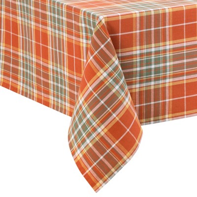 Hawley Plaid Harvest Cotton Tablecloth in Autumn Colors, 60x84