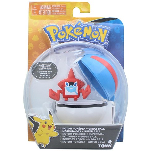 Tomy Pokemon Clip And Carry Poke Ball 2 Inch Rotom And Great