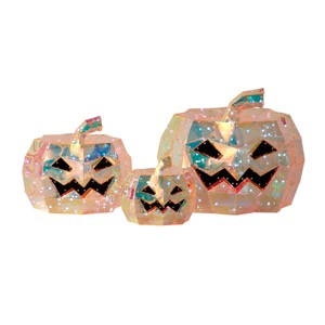 Seasonal LLC Prismatic Iridescent Pumpkin Set of 3 (8", 12", 16"), LED lights - 1 of 4