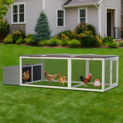 Large Outdoor Wooden Chicken Coop with Nesting Box and Waterproof Roof, Outdoor Hen House for Backyard Poultry Farming – The Pop Home