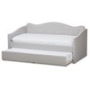 Twin Kaija Modern and Contemporary Fabric Daybed with Trundle Gray - Baxton Studio: Elegant Design, Nailhead Trim, No Box Spring Needed - 2 of 4