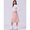 INSPIRE CHIC Women's Casual Solid Faux Suede Pockets Stretch A-line Midi Skirt with Belt - 2 of 4
