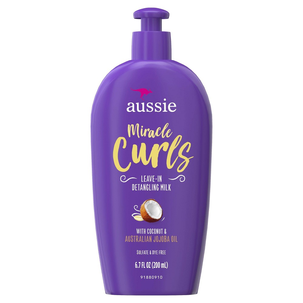 Photos - Hair Styling Product Aussie Miracle Curls with Coconut Oil Paraben Free Detangling Milk Treatme 