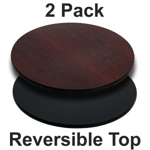 Flash Furniture Glenbrook 2 Pack 36'' Round Table Top with Black or Mahogany Reversible Laminate Top - 1 of 2