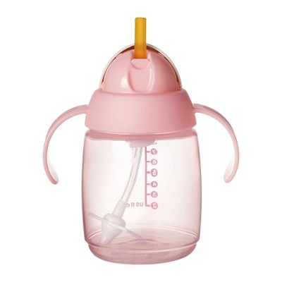 LunaLulinlk Weighted Straw Cup, 10oz, 6 Months+, Easy Transition Toddler Cup, Silicone Weighted Straw and Easy-Hold Handles, Pink, 1 Count