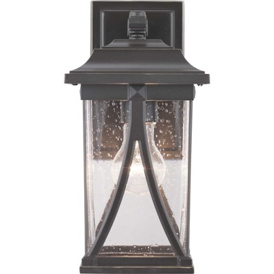 Antique Pewter Outdoor Lantern with Clear Seeded Glass Shade