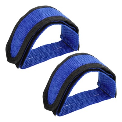 Unique Bargains Bike Pedal Straps Toe Clips Straps Adjustable Anti-Slip Bicycle Feet Straps Blue 1 Pair