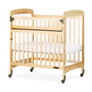 Child Craft Avery SafeAccess Wooden Compact Portable Crib, 2 Easy Roll Locking Wheels, Durable Wood Construction, Fits Through Doorways (Natural) - 1 of 4