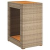 vidaXL Patio Side Table with Wooden Top Beige 23.6"x15.7"x29.5" Poly Rattan - 2 of 4