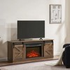 Wooakway 58"L 24"H 15"D Modern Electric Fireplace TV Stand Console with Barn Door Design Overheating Protection Storage Cabinet for TVs up to 65" - 2 of 4
