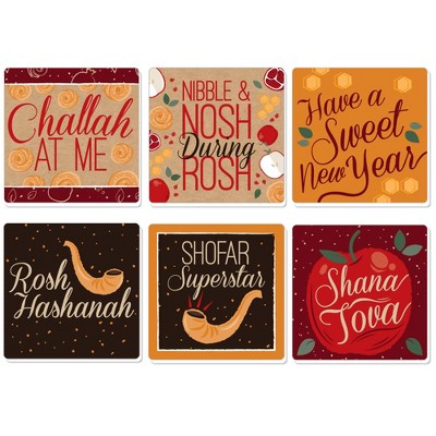 Big Dot of Happiness Rosh Hashanah - New Year Party Decorations - Drink Coasters - Set of 6