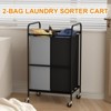 2/3-Section Rolling Laundry Sorter, Heavy Duty Laundry Hamper Cart with 3x40L Removable Bag & Lockable Wheels - 4 of 4