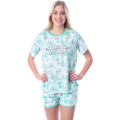 Star Wars Womens' The Mandalorian Grogu Baby Yoda Chibi Sleep Pajama Set Multicolored