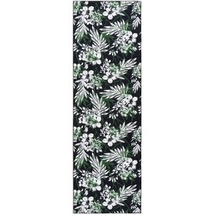 Malibu MBU825 Power Loomed Machine Washable Skid-Resistant Indoor Runner Rug - Black/Green - 2'6"x8' - Safavieh - 1 of 4