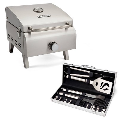 Cuisinart CGB-042 Professional Portable Gas Grill Bundle with 14pc Stainless Steel Grill Toolset