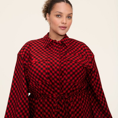 fitted lace wedding dress Sydney | Red Belted Maxi Shirt Dress main image 1