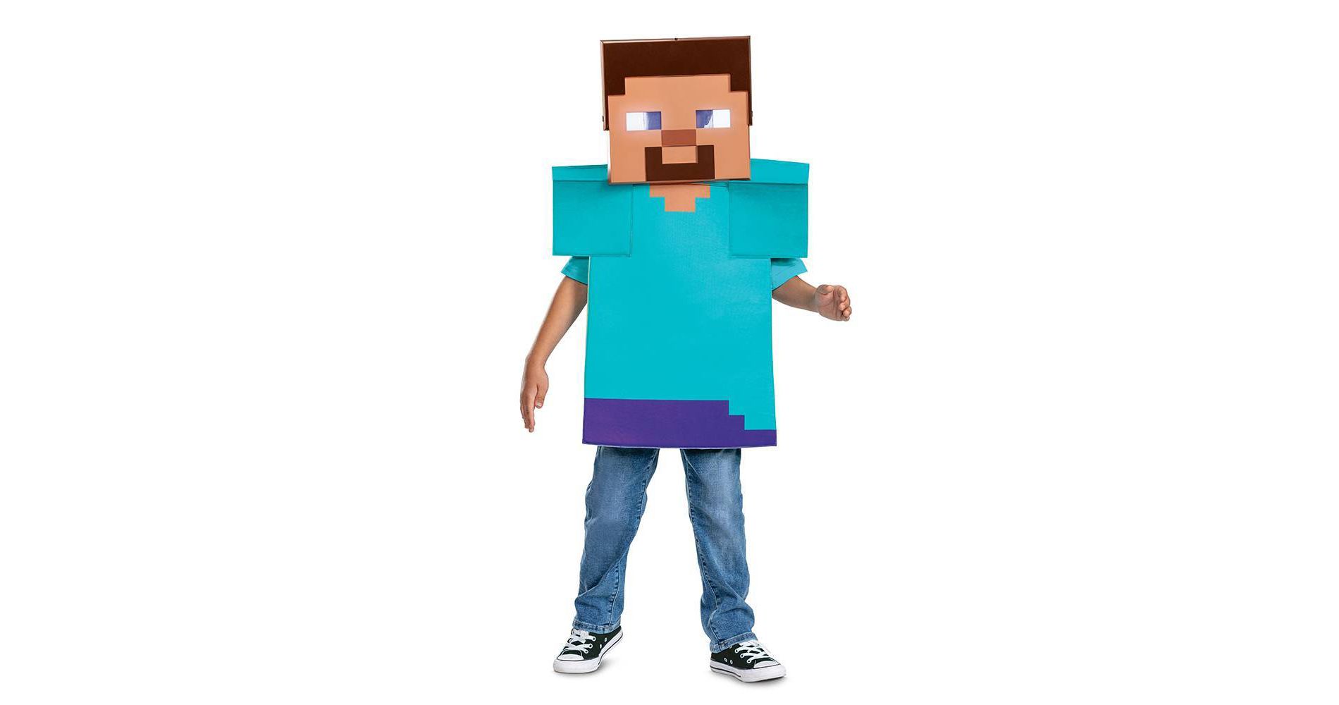 Mojang Synergies AB Minecraft Kids' Steve Light Up Halloween Costume Accessory Kit One Size Fits Most: Mask & Overlay Set