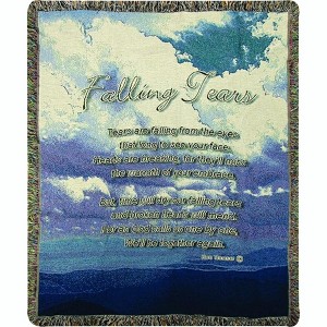 Manual Woodworks and Weavers Falling Tears Blanket – Abstract Blue Tapestry Throw for Sofa or Bed, 50x60 - 1 of 3