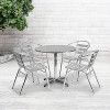 Emma and Oliver 31.5" Round Aluminum Table Set with 4 Slat Back Chairs - 2 of 4