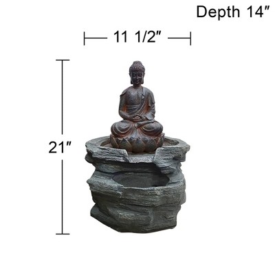 Rustic Zen Buddha LED Outdoor Water Fountain 21" High