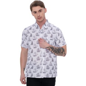 HAPPY BAY Men's Hawaiian Shirt Fashion Button Down Short Sleeves Holidays Aloha Party Casual Tops Summer Beaches Shirts for Men - 1 of 4