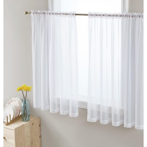 HLC.ME Sheer Voile Transparent Window Treatment Rod Pocket Curtain Panels - Set of 2 - 1 of 4