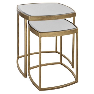 Vista Gold Mirrored Square Nesting Tables, Set of 2