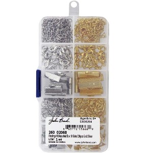 John Bead 320pcs 10 Slots Jewelry Gold & Silver Rectangle Findings Kit Assortment Box - 1 of 1