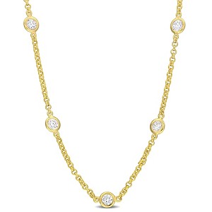 EVERLY JEWELRY | Yellow Plated Sterling Silver 10 CT TGW Cubic Zirconia By The Yard Necklace, 34-inch - 1 of 4