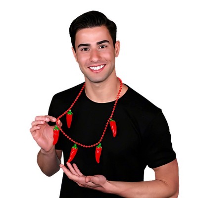 Magic Matt’s Brilliant Blinkys Non Light Up Five Jumbo Charm Chili Pepper Necklace for Cinco de Mayo