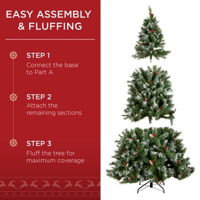 7.5ft Pre-Lit White Flocked Pine Christmas Tree with Lights