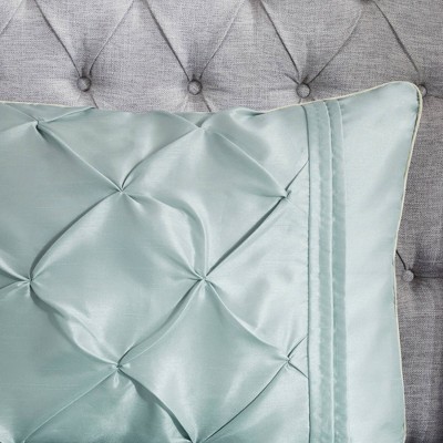 Seafoam King Tufted Comforter Set with Pintuck Embellishments