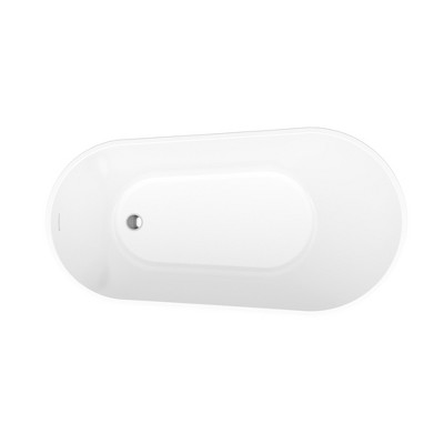 Cesicia 59 in-L  x 30 in-W  x 28 in-H Glossy White Freestanding Soaking Bathtub-Slipper