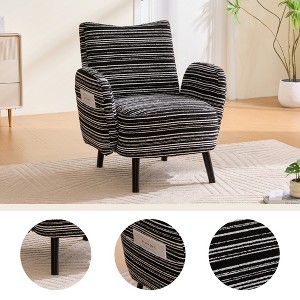 MOONMISS Modern Boucle Accent Chair, Comfortable Upholstered Reading Chair with Side Pocket and Solid Wood Legs - 1 of 4